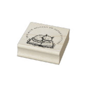 Slaapkat op boek Circulaire naam Ex Libris Rubberstempel (Stempel)