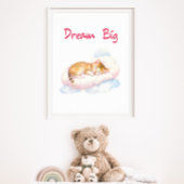 Slaapkat op een Cloud Nursery Dream Big Poster