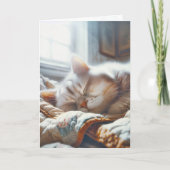 Slaapkat op oude quilt kaart (Voorkant)