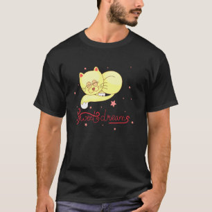 Slaapkat T-shirt Zoete en Gelukkige Dromen Sterren