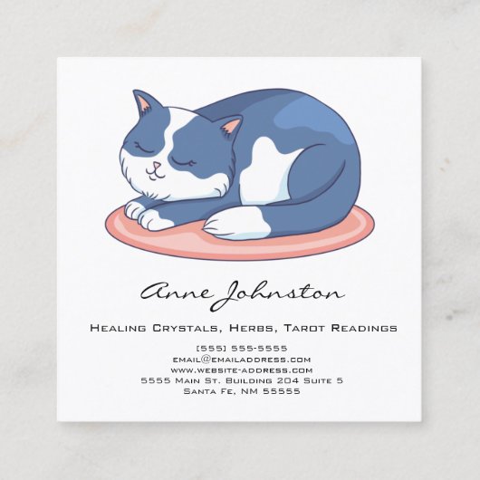 Slaapkat Vierkant Visitekaartje (Achterkant)
