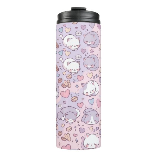 Slaapkatten Kawaii Thermokop Thermosbeker (Voorkant)