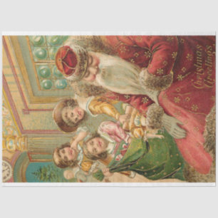  slaapkerstman met kinderen en speelgoed tissuepapier