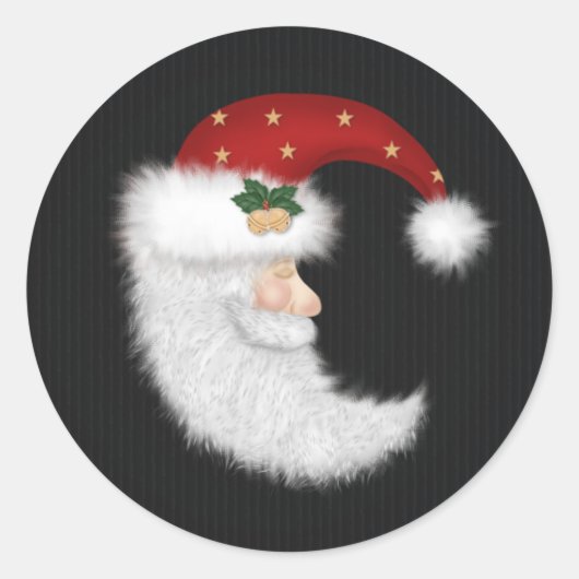  Slaapkerstman met rood Pet Ronde Sticker (Voorkant)