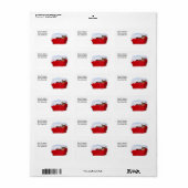 Slaapkeuten in een heldere rode mand etiket (Full Sheet)