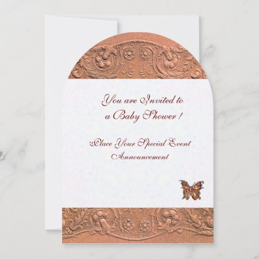 SLAAPKIND, BUTTERFLY GEEL BABY SHOWER PINK KAART (Achterkant)