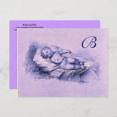 SLAAPKIND, PINKBLAUWE BABY SHOWER MONOGRAM UITNODIGING BRIEFKAART (Voorkant / Achterkant)