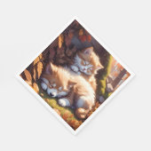 Slaapkitten en puppy val bladeren weide servet (Hoek)