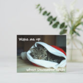 Slaapklat in Santa Hat Feestdagenkaart (Staand voorkant)