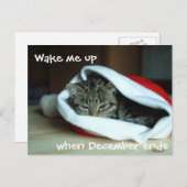 Slaapklat in Santa Hat Feestdagenkaart (Voorkant / Achterkant)