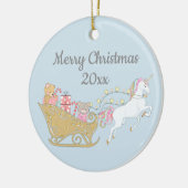 Slaapkleine baby Blauw van de kerstman Unicorn San Keramisch Ornament (Links)