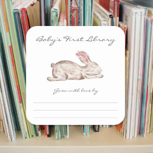 Slaapkonijntje baby shower Bookplate Vierkante Sticker