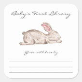 Slaapkonijntje baby shower Bookplate Vierkante Sticker (Voorkant)