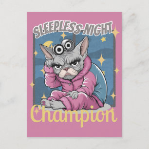 Slaaploze Nachten Insomnia Sphynx Kat Moeder  Briefkaart