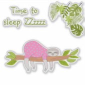 Slaapluiaard in roze vinyl Sticker (Voorkant)