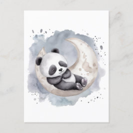 Slaapmaan Crescent Waterverf Baby Panda Briefkaart