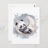 Slaapmaan Crescent Waterverf Baby Panda Briefkaart (Voorkant / Achterkant)
