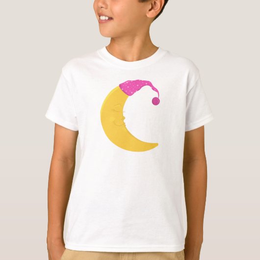 Slaapmaan, Cute Moon, Gele Maan, Nightcap T-shirt (Voorkant)