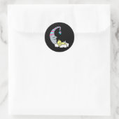 Slaapmaan en Beer Ronde Sticker (Tas)