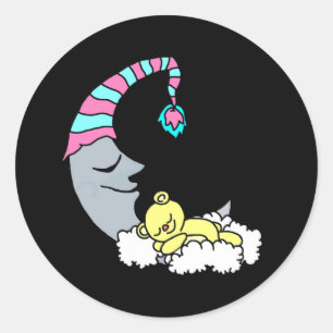 Slaapmaan en Beer Ronde Sticker