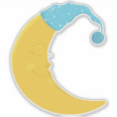 Slaapmaan, Gele maan, Cute Moon, Nightcap Sticker (Voorkant)