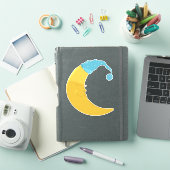 Slaapmaan, Gele maan, Cute Moon, Nightcap Sticker (iPad Cover)