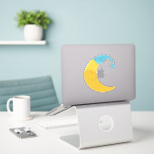 Slaapmaan, Gele maan, Cute Moon, Nightcap Sticker (Laptop op bureau)