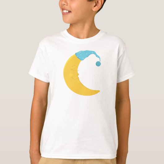 Slaapmaan, Gele maan, Cute Moon, Nightcap T-shirt (Voorkant)
