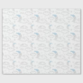 Slaapmaan & wolken Baby shower Patronen Cadeaupapier (Vlak)