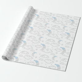 Slaapmaan & wolken Baby shower Patronen Cadeaupapier