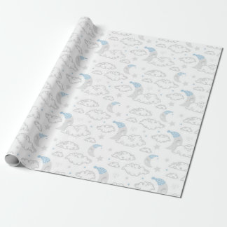 Slaapmaan & wolken Baby shower Patronen Cadeaupapier