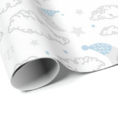 Slaapmaan & wolken Baby shower Patronen Cadeaupapier (Rol Hoek)