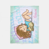 Slaapmeisje met kat fleece deken (Voorkant)