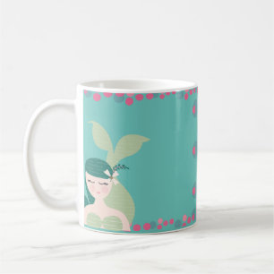 Slaapmermaïden turquoise roze bubbels koffiemok