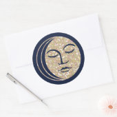 Slaapmoonmagische marine Blue Vintage Celestial Ronde Sticker (Envelop)