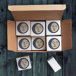 Slaapmoonmagische marine Blue Vintage Celestial Ronde Sticker