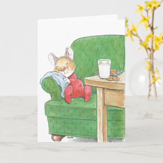 Slaapmuis kerstkaart kaart (Gele Bloem)