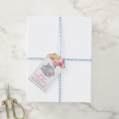 Slaapolifant Floral Baby shower Dank u Cadeaulabel (Met Touw)