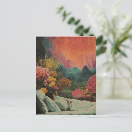 Slaappaar onder het Zee Surreal Mixed media Briefkaart (Staand voorkant)