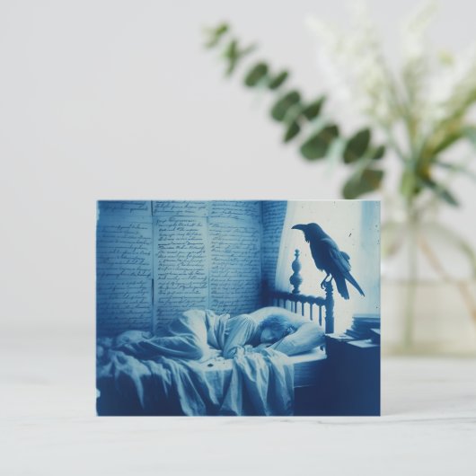 Slaappersoon en een Raven Poe Briefkaart (Staand voorkant)