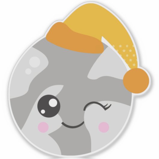 Slaapplanet, stutvlak, vlak met nachtkap sticker (Voorkant)