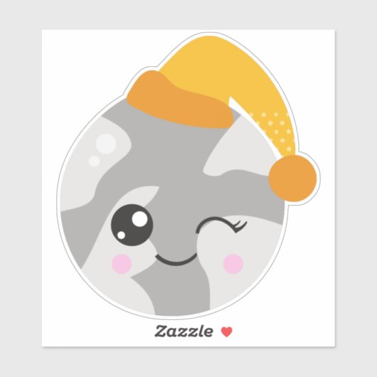 Slaapplanet, stutvlak, vlak met nachtkap sticker (Vel)