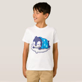 Slaapppinguïn kinder shirt met korte beschermhoes (Voorkant volledig)