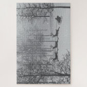 Slaapride door een winterland legpuzzel (Verticaal)