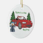 Slaaprood van de Gateway-Santa Keramisch Ornament (Rechts)