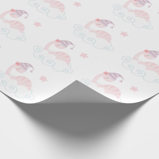 Slaaproze dinosaur cadeaupapier (Hoek)