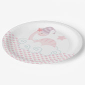 Slaaproze dinosaur papieren bordje (Gekanteld)