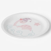 Slaaproze dinosaur papieren bordje (Gekanteld)