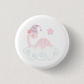Slaaproze dinosaur ronde button 3,2 cm (Voorkant)