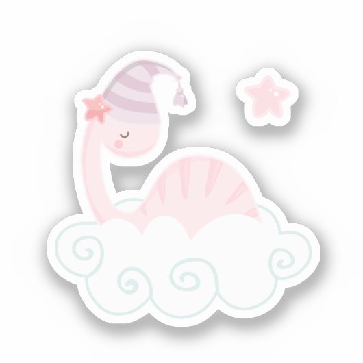 Slaaproze dinosaur sticker (Voorkant)